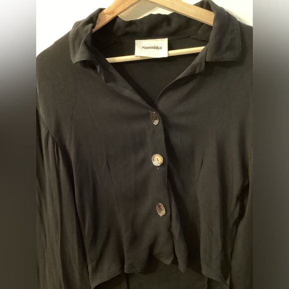 Nanushka Long Sleeve Black Button-Down Shirt Women’s Size M - Picture 7 of 13